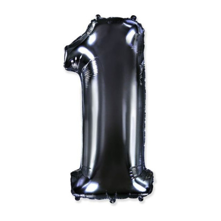 PALLONCINO MYLAR N. 1 NERO MEGA 40 EAN 8032685998961 INGROSSO PALLONCINI COMPLEANNO