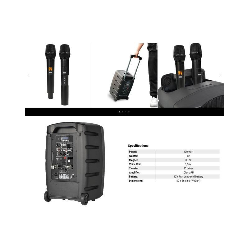 WIRELESS SPEAKER TROLLEY C/2 MICROFONI EAN 0047663711393 INGROSSO ACCESSORI MUSICALI WIRELESS SPEAKER TROLLEY C/2 MICROFONI EAN 0047663711393 INGROSSO ACCESSORI MUSICALI