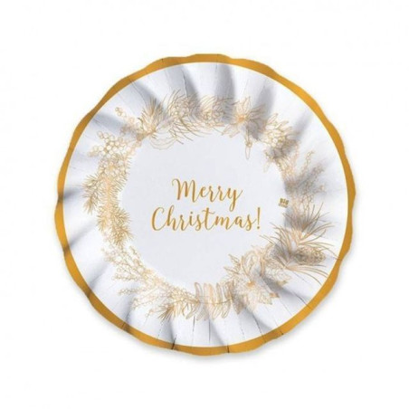 INGROSSO ARTICOLI DI NATALE PIATTI FONDI CM.24 PZ.6 CHRISTMAS GOLD 80007487 ACCESSORI NATALIZI PER LA TAVOLA PIATTI NATALIZI