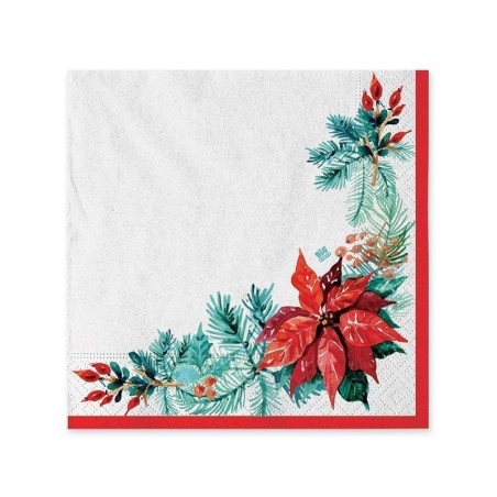 INGROSSO ARTICOLI DI NATALE TOVAGLIOLI CM.33X33 PZ.20 CHRISTMAS FLOR