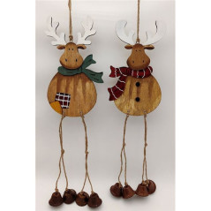 INGROSSO ARTICOLI NATALIZI RENNA DA APP. C/GAMBE LUNGHE-CAMPAN. H40 8021029339874 ADDOBBI ALBERO NATALE APPENDINI NATALIZI