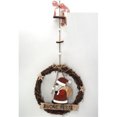 INGROSSO ARTICOLI NATALIZI CORONCINA RAMI 'BUONE FESTE' C/BABBO NAT 8021029088833 DECORAZIONI NATALIZIE OGGETTISTICA NATALIZIA