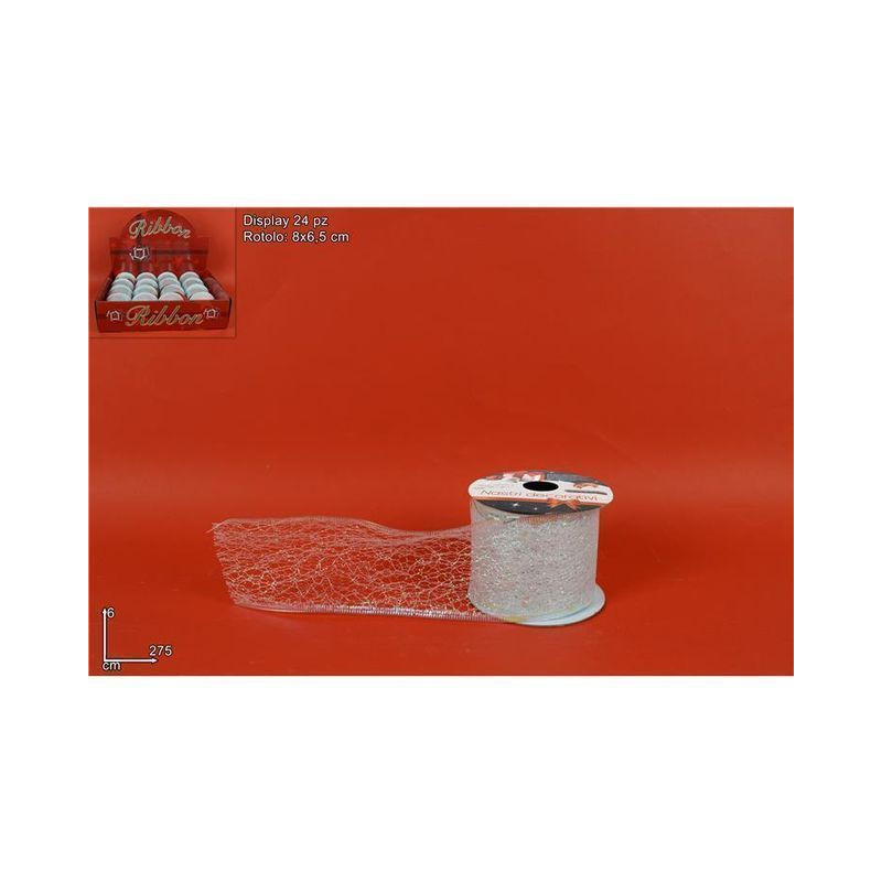 NASTRO RETE GLITTER 6CM 3YARD BIANCO EAN 8033113640490 INGROSSO NASTRI NATALIZI PER ADDOBBO NASTRO RETE GLITTER 6CM 3YARD BIANCO EAN 8033113640490 INGROSSO NASTRI NATALIZI PER ADDOBBO