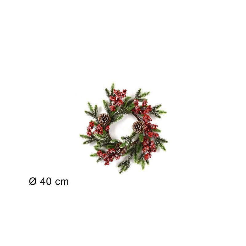 DIETROPORTA TONDO CM 40 C/PIGNE E BACCHE EAN 8053482087832 INGROSSO OGGETTISTICA NATALIZIA
