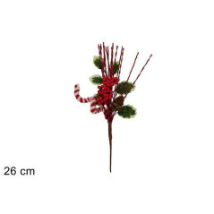 INGROSSO ARTICOLI DI NATALE STELO FILI LAMINATI ROSSI C/BAST. 26CM 8053482354071 DECORAZIONI NATALIZIE FIORI FINTI NATALIZI