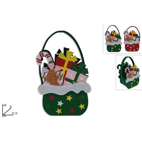 INGROSSO ARTICOLI DI NATALE CESTINO FELTRO NATALIZIO C/MANICO 2 COL. 8053482250878 ARTICOLI DI NATALE CESTI NATALIZI