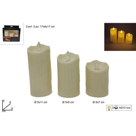 INGROSSO ARTICOLI DI NATALE CANDELE BEIGE C/MOV. FIAMMA SET 3 PZ 8053482261041 ARTICOLI DI NATALE CANDELE E LAMPADE NATALIZIE