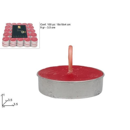 INGROSSO ARTICOLI DI NATALE CANDELE TEALIGHT/LUMINI 100PZ 9GR ROSSO 8053482261010 ARTICOLI DI NATALE CANDELE E LAMPADE NATALIZIE