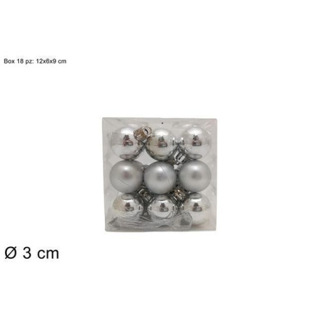 PALLE 3CM SET 18PZ SILVER LUCIDE/OPACHE EAN 8053482204925 INGROSSO PALLINE DI NATALE E PUNTALI