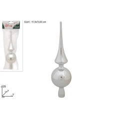 INGROSSO ARTICOLI DI NATALE PUNTALE 25CM LUCIDO SILVER 8053482242651 ADDOBBI ALBERO NATALE PALLINE DI NATALE E PUNTALI