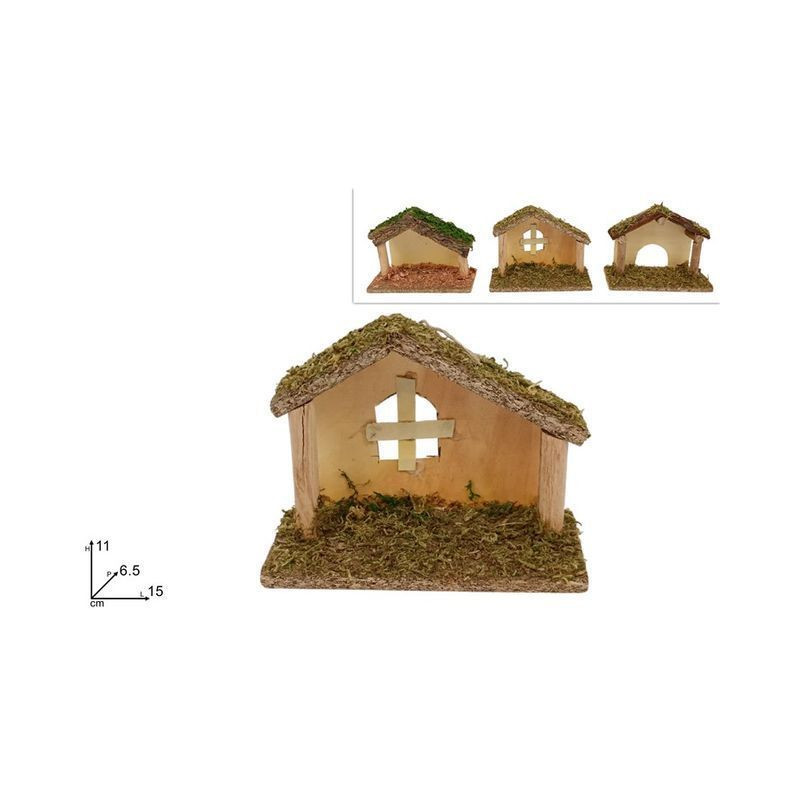 CAPANNA CON MUSCHIO 15X6.5X11CM 3 ASS EAN 8053482387543 INGROSSO CAPANNE NATALIZIE