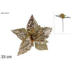 INGROSSO ARTICOLI DI NATALE STELO FIORE LAMINATO GLITT. 33CM CHAMPAG 8053482355078 DECORAZIONI NATALIZIE FIORI FINTI NATALIZI