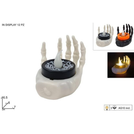 INGROSSO HALLOWEEN MANO SCHELETRO CON CANDELA BATT. 8053482349220 ARTICOLI HALLOWEEN DECORAZIONI HALLOWEEN