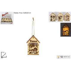 INGROSSO ARTICOLI DI NATALE APPENDINO CASETTA LEGNO C/SCEN. NAT. C/L 8033113980565 ADDOBBI ALBERO NATALE APPENDINI NATALIZI