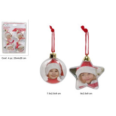 INGROSSO ARTICOLI DI NATALE APPENDINO PALLA/STELLA PORTAFOTO SET 4PZ 8053482387079 ADDOBBI ALBERO NATALE APPENDINI NATALIZI