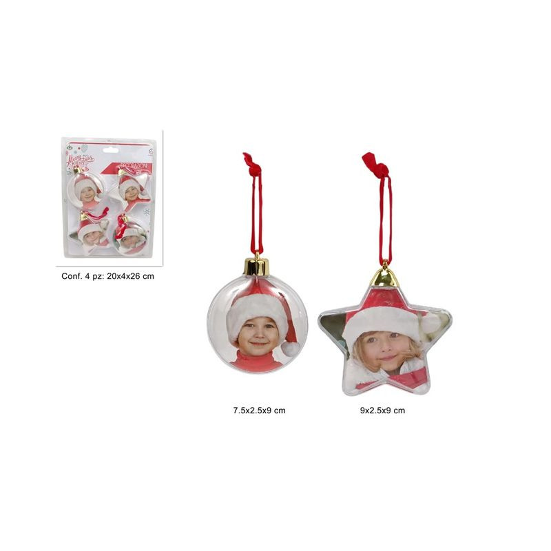APPENDINO PALLA/STELLA PORTAFOTO SET 4PZ EAN 8053482387079 INGROSSO APPENDINI NATALIZI