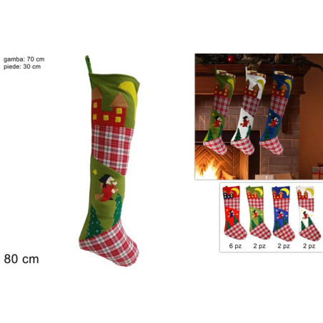 INGROSSO ARTICOLI EPIFANIA CALZA BEFANA C/TESSUTO SCOZZ. 80CM 4 COL 8033113365072 ARTICOLI NATALIZI BEFANA