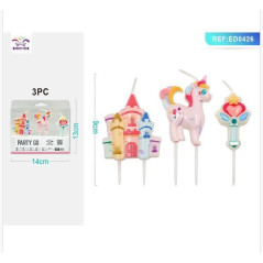 INGROSSO FESTA E PARTY CANDELINA FORMA UNICORNO/CASTELLO 8CM 3P 8058617585269 ARTICOLI PER FESTE CANDELE COMPLEANNO