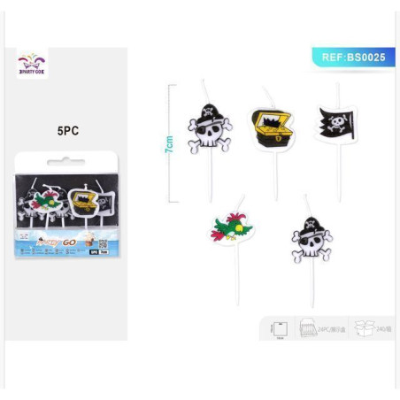 CANDELINA NAVE PIRATA PAPPAGALLO 7CM 5PZ EAN 8058617797853 INGROSSO CANDELE COMPLEANNO