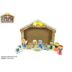 INGROSSO ARTICOLI DI NATALE NATIVITA' E CAPANNA LEGNO 12 PZ 8033113979774 DECORAZIONI NATALIZIE OGGETTISTICA NATALIZIA