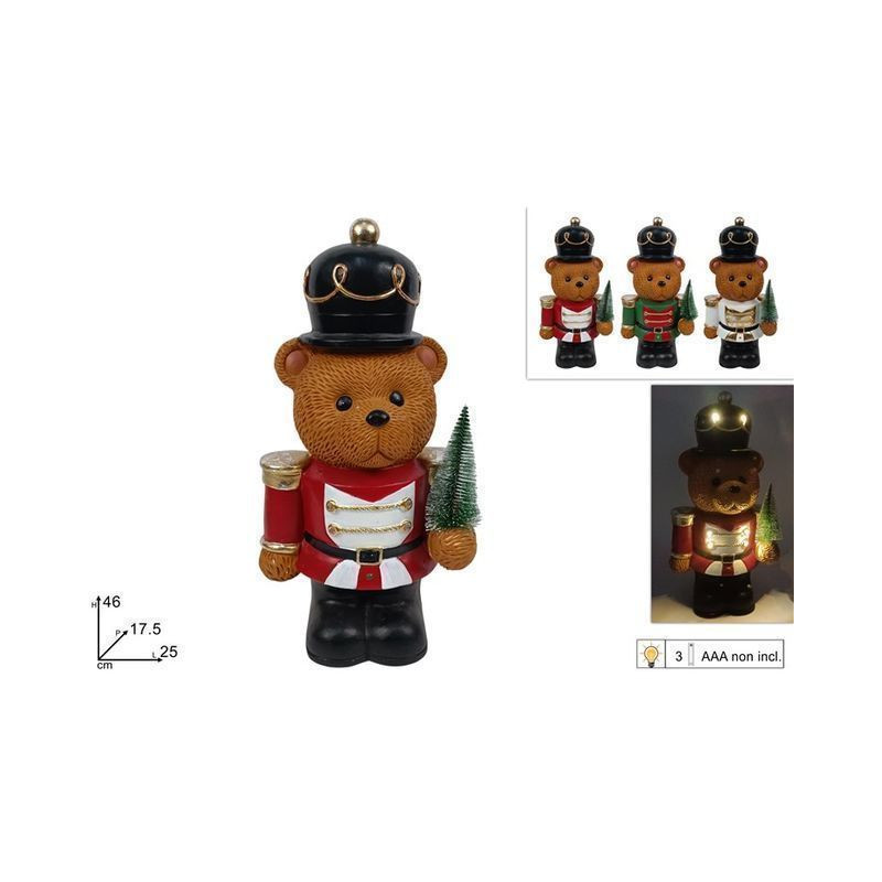 ORSO SOLDATO 46 CM C/ALBERELLO C/LUCI AS EAN 8053482381299 INGROSSO OGGETTISTICA NATALIZIA