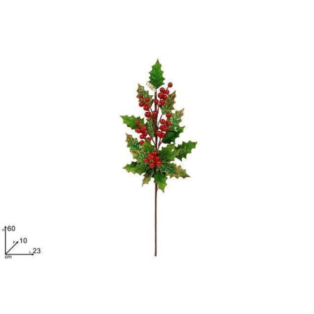 STELO 60CM BACCHE LAMINATE C/GLITTER ORO EAN 8053482371719 INGROSSO FIORI FINTI NATALIZI