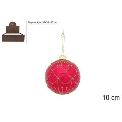 INGROSSO ARTICOLI DI NATALE PALLA VETRO 10 CM ROSSA DECORO ORO 8053482373010 ADDOBBI ALBERO NATALE PALLINE DI NATALE E PUNTALI