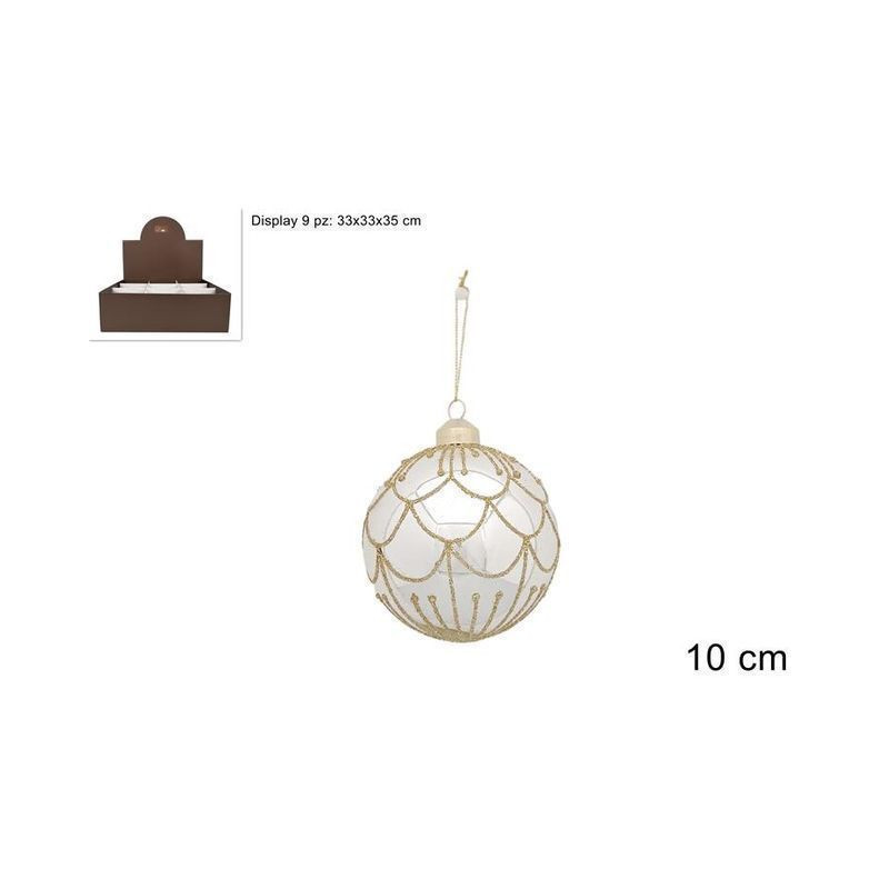 PALLA VETRO 10 CM SILVER DECORO SILVER EAN 8053482373058 INGROSSO PALLINE DI NATALE E PUNTALI