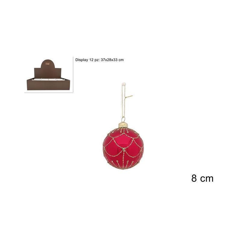 PALLA VETRO 8 CM ROSSA DECORO ORO EAN 8053482373003 INGROSSO PALLINE DI NATALE E PUNTALI PALLA VETRO 8 CM ROSSA DECORO ORO EAN 8053482373003 INGROSSO PALLINE DI NATALE E PUNTALI