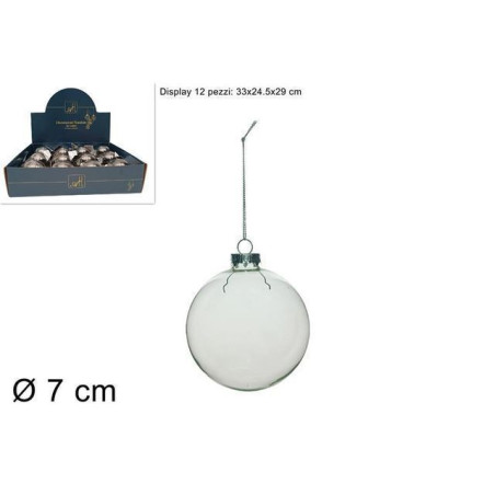 PALLA VETRO TRASPARENTE DIAM.7CM EAN 8033113413636 INGROSSO PALLINE DI NATALE E PUNTALI