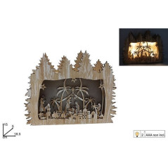 INGROSSO ARTICOLI DI NATALE SCENARIO NATIVITA LEGNO 15 CM C/LUCE BAT 8053482301426 IDEE REGALO A NATALE OGGETTISTICA NATALIZIA