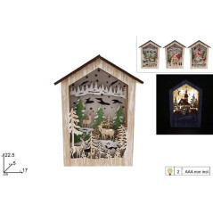 INGROSSO ARTICOLI DI NATALE SCENARIO CASETTA NATALIZIA LEGNO C/LUCE 8053482396316 IDEE REGALO A NATALE OGGETTISTICA NATALIZIA