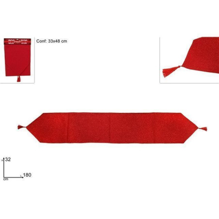 RUNNER 32X180CM TESSUTO ROSSO RIGATO EAN 8053482326269 INGROSSO CUCINA NATALIZIA