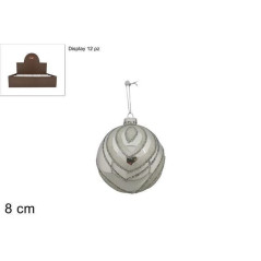 INGROSSO ARTICOLI DI NATALE PALLA VETRO 8CM SILVER CON GLITTER 8053482409665 ARTICOLI NATALIZI PALLINE DI NATALE E PUNTALI