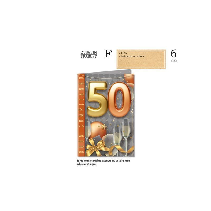 BIGLIETTI 50 ANNI EAN 8001608380879 INGROSSO BIGLIETTI COMPLEANNO