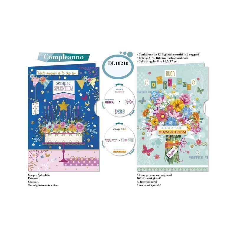 BIGLIETTI COMPLEANNO DONNA C/DISCO EAN 8052231302103 INGROSSO BIGLIETTI COMPLEANNO