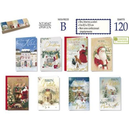 INGROSSO ARTICOLI DI NATALE MINI BIGLIETTI NATALIZI 9X14CM 120PZ 8001608385478 ARTICOLI NATALIZI BIGLIETTI NATALIZI