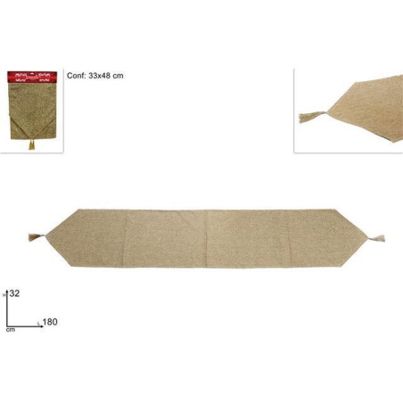 RUNNER 32X180CM TESSUTO ORO RIGATO EAN 8053482326276 INGROSSO ACCESSORI ARREDO TAVOLA NATALIZIA