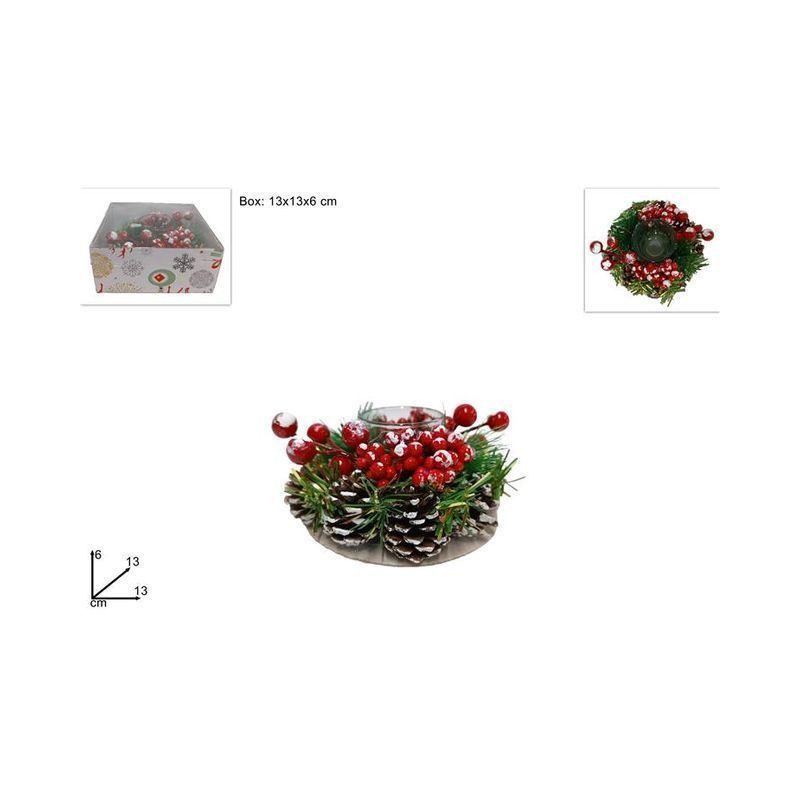 PORTACANDELA DECORATO C/BACCHE C/PIGNE EAN 8053482186139 INGROSSO ACCESSORI ARREDO TAVOLA NATALIZIA PORTACANDELA DECORATO C/BACCHE C/PIGNE EAN 8053482186139 INGROSSO ACCESSORI ARREDO TAVOLA NATALIZIA