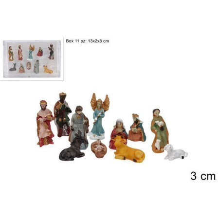 MINI NATIVITA 11PZ PVC BOX 3 CM EAN 8033113069499 INGROSSO PERSONAGGI PER IL PRESEPE E ANIMALI