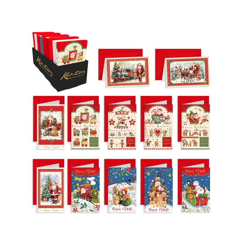 BIGLIETTI NAT. 9X14CM S.CLAUS C/ORO 5PZ EAN 8009162411206 INGROSSO BIGLIETTI NATALIZI