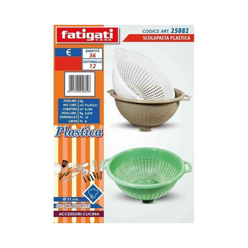 SCOLAPASTA PLASTICA DIAM. 31CM EAN 8011690258826 INGROSSO ACCESSORI CUCINA SCOLAPASTA PLASTICA DIAM. 31CM EAN 8011690258826 INGROSSO ACCESSORI CUCINA