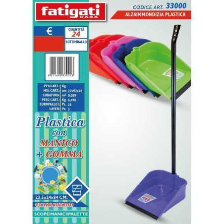 ALZAIMMONDIZIA PLASTICA C/MANICO+GOMMA EAN 8011690330003 INGROSSO ACCESSORI PULIZIA