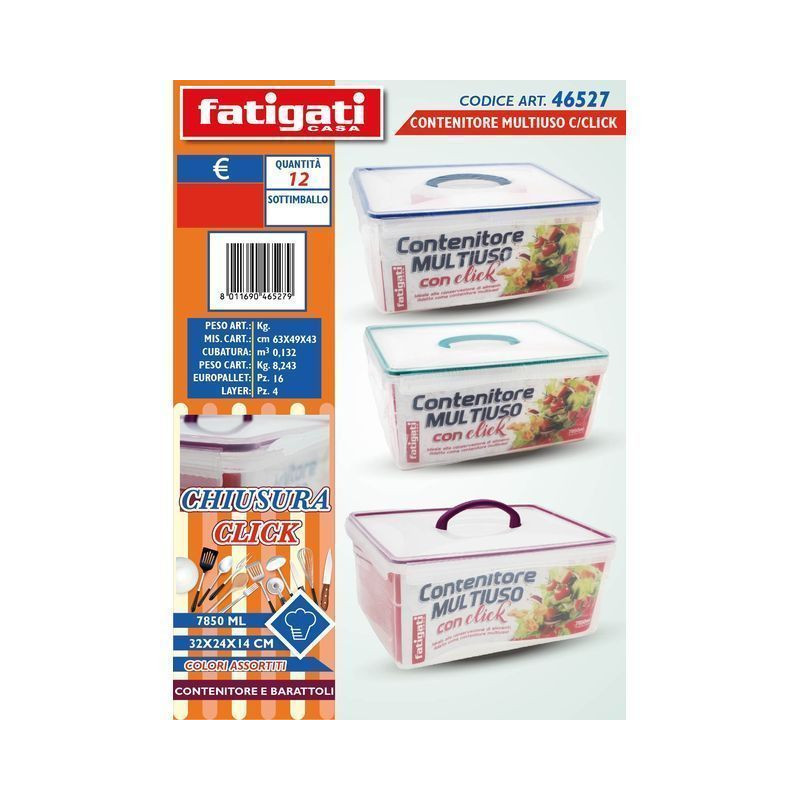CONTENITORE MULTIUSO C/CLICK 78500ML EAN 8011690465279 INGROSSO CONTENITORI PER ALIMENTI