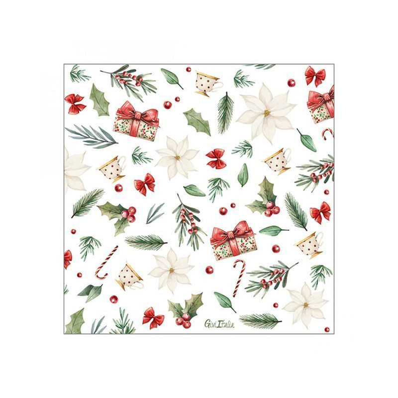 TOVAGLIOLI 33X33CM 16PZ A LITTLE CHRISTM EAN 8010052647636 INGROSSO TOVAGLIOLI NATALIZI
