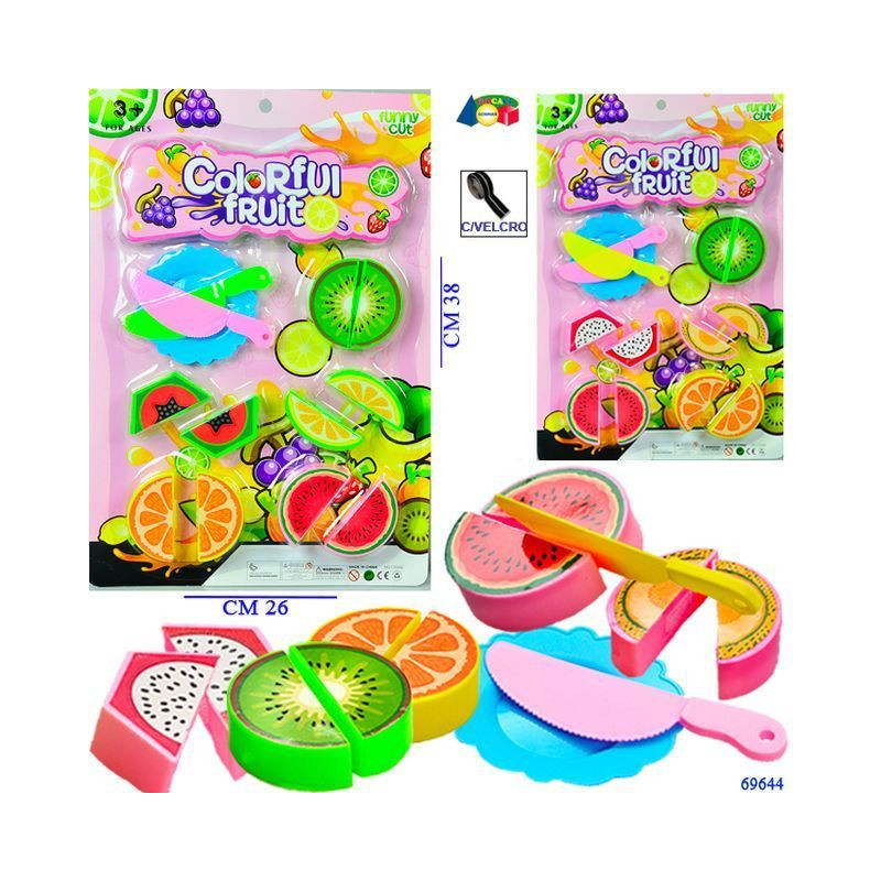 SET FRUTTA C/VELCRO/COLTELLI/PIATTO ASS EAN 8034094802143 INGROSSO GIOCHI DA EDICOLA