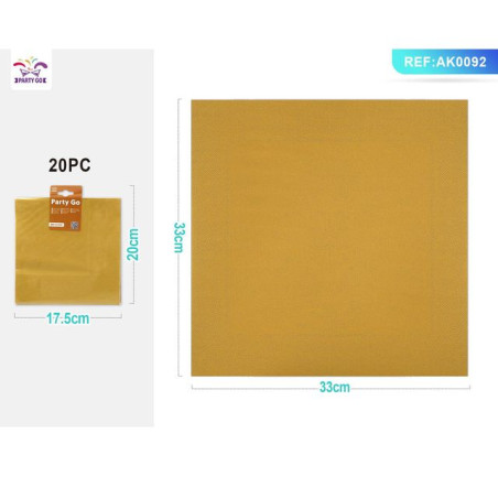 TOVAGLIOLI CM.33x33 PZ.20 ORO EAN 8058617507520 INGROSSO TOVAGLIOLI PER PARTY
