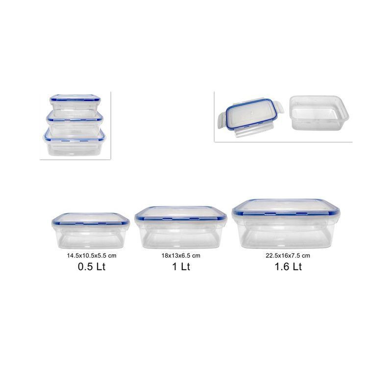 CONTENITORI SET 3PZ CHIUSURA ERMETICA EAN 8034048606209 INGROSSO CONTENITORI PER ALIMENTI