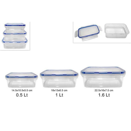 CONTENITORI SET 3PZ CHIUSURA ERMETICA EAN 8034048606209 INGROSSO CONTENITORI PER ALIMENTI