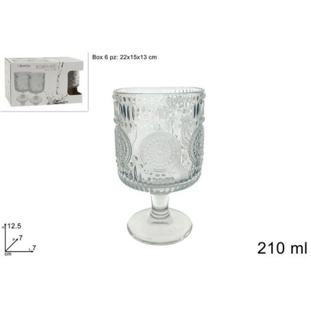 INGROSSO CASALINGHI CALICI VETRO 210ML DECORATI PZ.6 8034048691953 ACCESSORI CUCINA BICCHIERI PER CASA